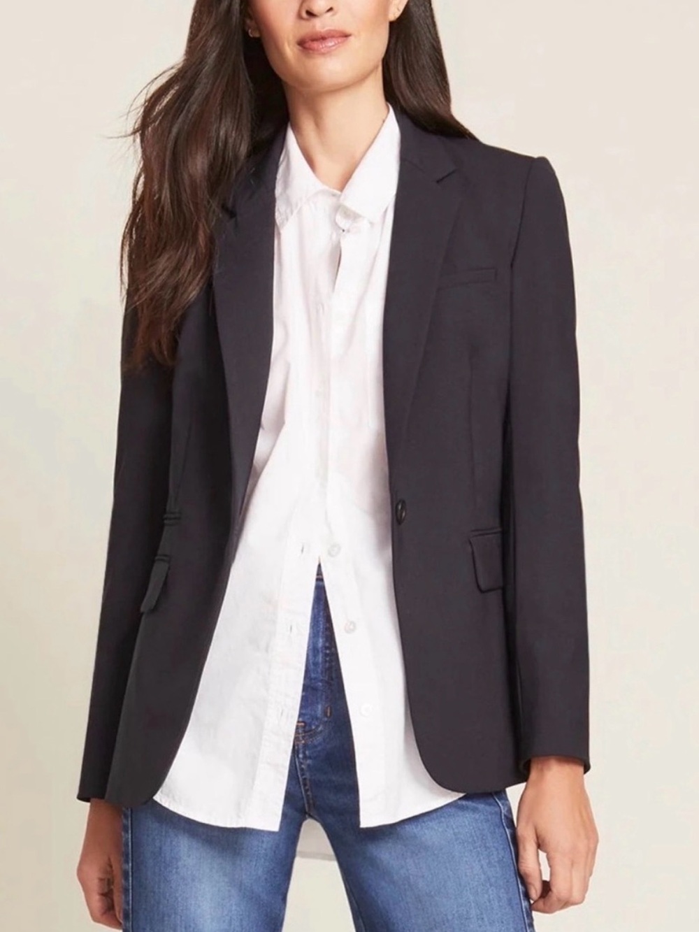 VERONICA BEARD Classic Dickey Jacket Single Button 
Navy Blue Size 0